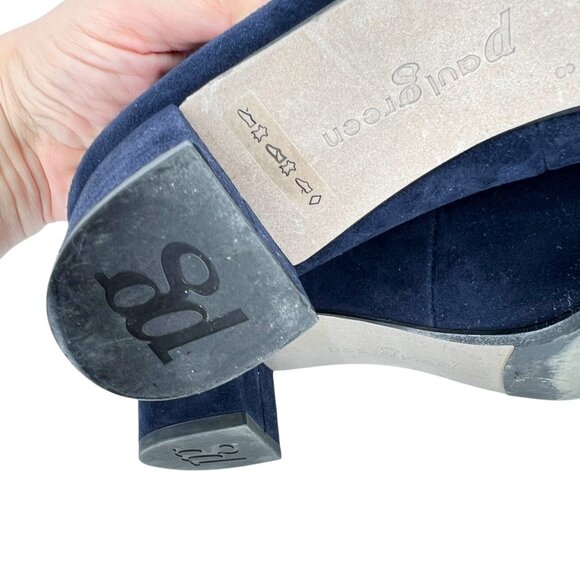 Paul Green Navy Blue Suede Low Block Heel Pumps Size 10.5 - Picture 8 of 14